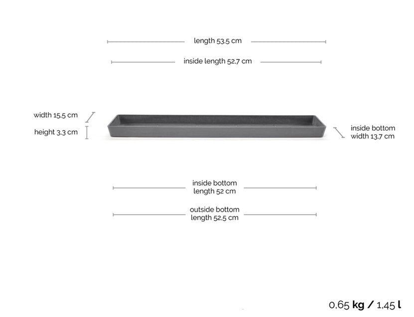 Krukfat 'Rectangular 55' Grey L53,5cm