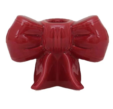 Ljusstake 'Happy Bow' Röd H8cm