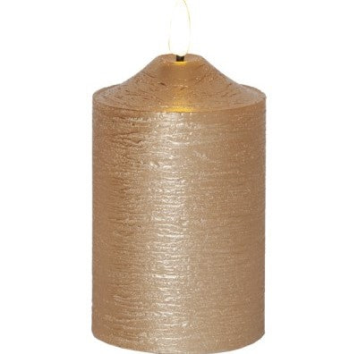 LED Blockljus 'Flamme' Guld H15cm