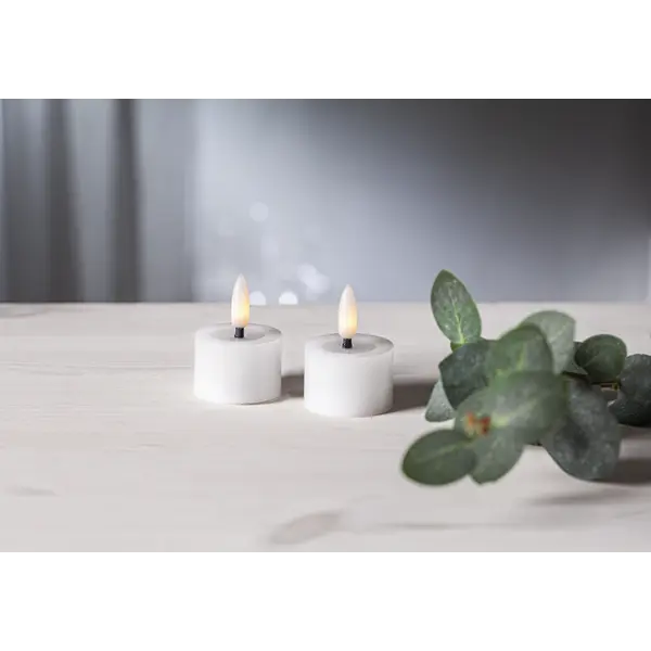 LED Värmeljus 2-pack Flamme Flow Vit 4x5 cm