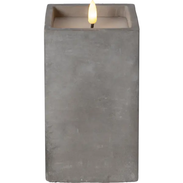 LED Blockljus Flamme Cem Grå 9x16,5 cm