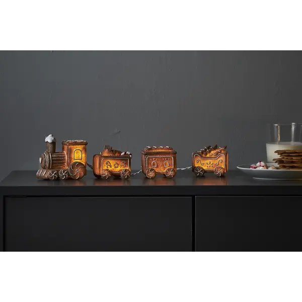 Dekorativt sceneri Gingerville Brun pepparkaka tåg