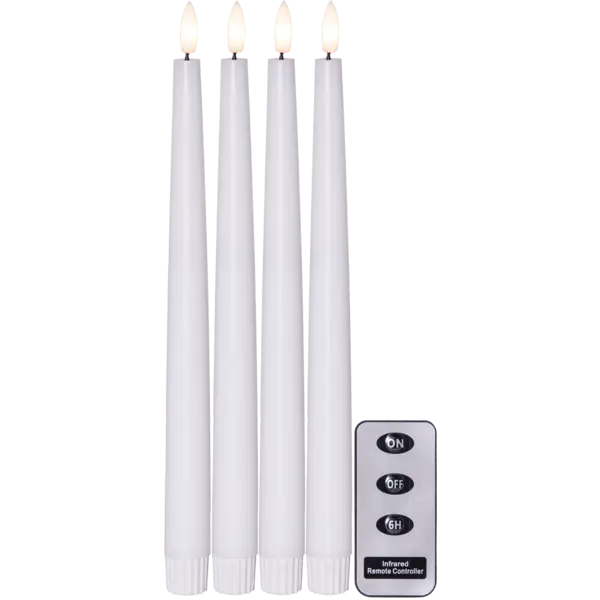 LED Antikljus 4-pack Flamme Slim Vit 28,5 cm
