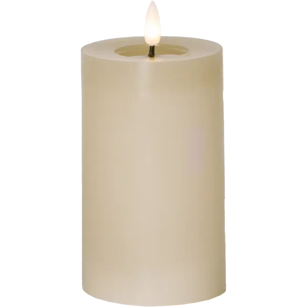 LED Blockljus Flamme Flow Beige 7,5x15 cm