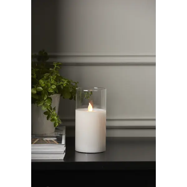 LED Blockljus M-Twinkle Transp. glas 15 cm