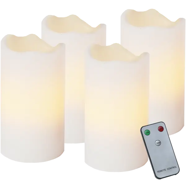 LED Blockljus 4-pack Advent Vit 5x10 cm