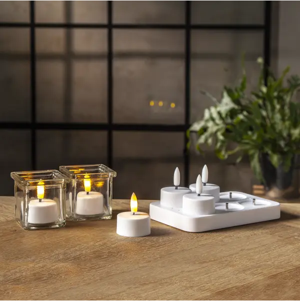 LED Värmeljus 6-pack Flamme Charge Vit 4x5 cm