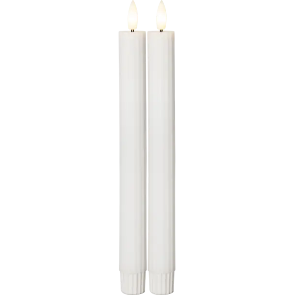 LED Antikljus 2-pack Flamme Stripe Vit 25 cm