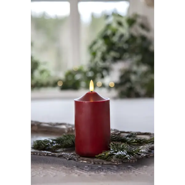 LED Blockljus Flamme Top Röd 7,5x15 cm