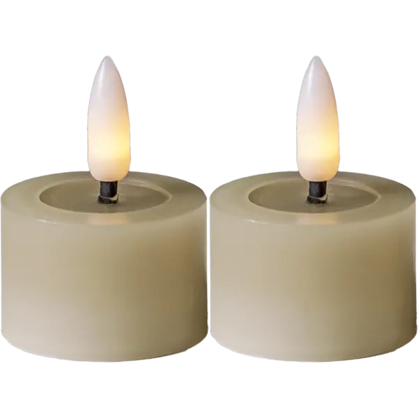LED Värmeljus 2-pack Flamme Flow Beige 4x5 cm