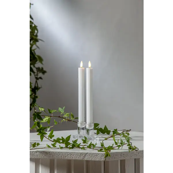 LED Antikljus 2-pack Flamme Stripe Vit 25 cm