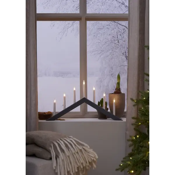Ljusstake Arrow Grå A-form låg 7L