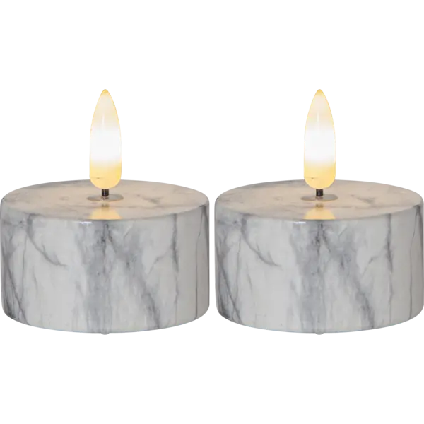 LED Värmeljus 2-pack Flamme Marble Grå 5,5x6 cm