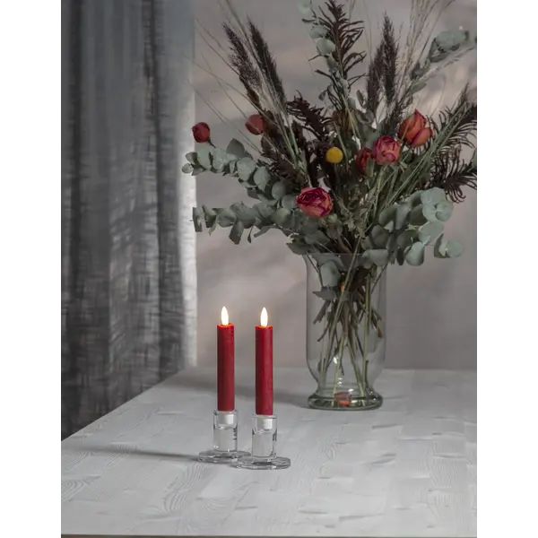 LED Antikljus 2-pack Flamme Rustic Röd 15 cm