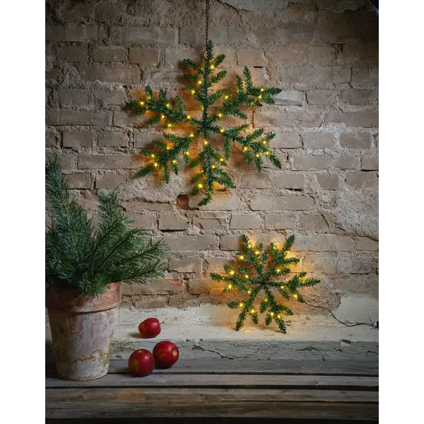 Krans Snowflake Grön 40 cm 24 L ww BO