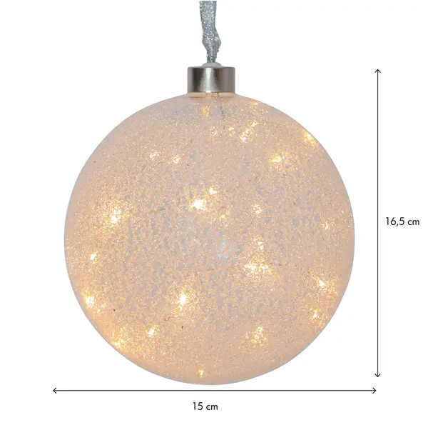 Glaskula Glow Snow Frostad 10cm
