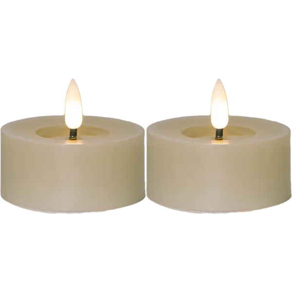 LED Värmeljus 2-pack Flamme Flow Beige 7x5,5 cm