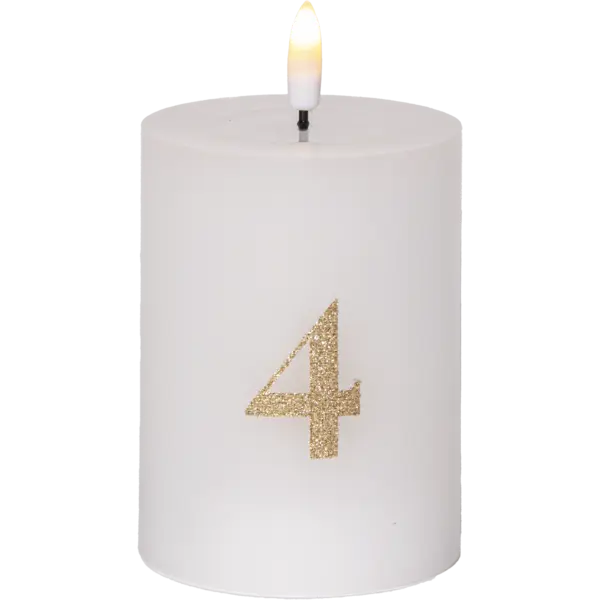 LED Blockljus 4-pack Flamme Advent Vit 7,5x12,5 cm