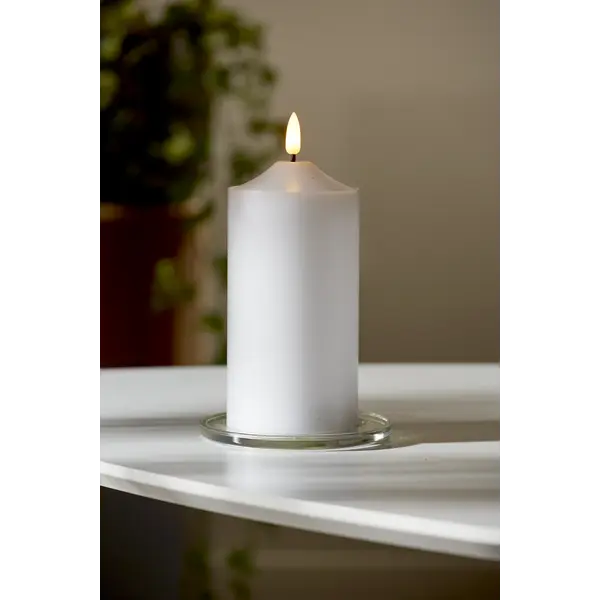 LED Blockljus Flamme Top Vit 7,5x17 cm