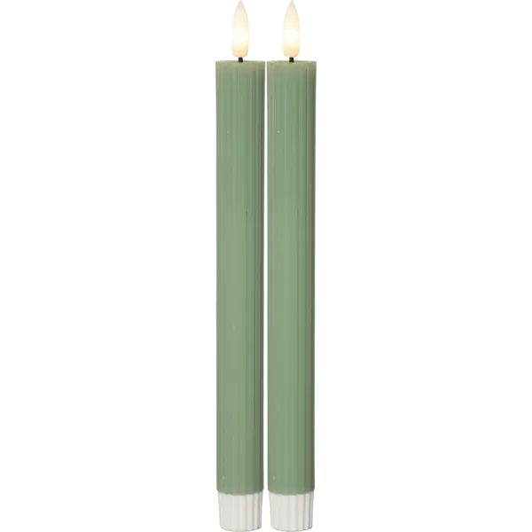 LED Antikljus 2-pack Flamme Stripe Grön 25 cm