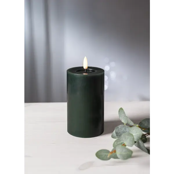 LED Blockljus Flamme Flow Grön 7,5x15 cm