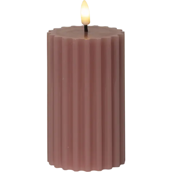 LED Blockljus Flamme Stripe Rosa 7,5x15 cm