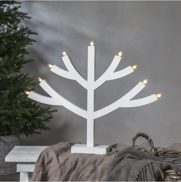 Ljusstake Grene Vit 9L