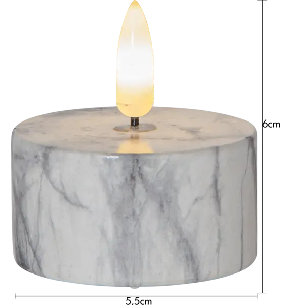 LED Värmeljus 2-pack Flamme Marble Grå 5,5x6 cm