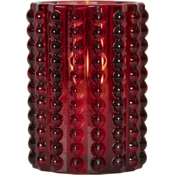 LED Ljus Flamme Dotty Röd glas 12,5 cm