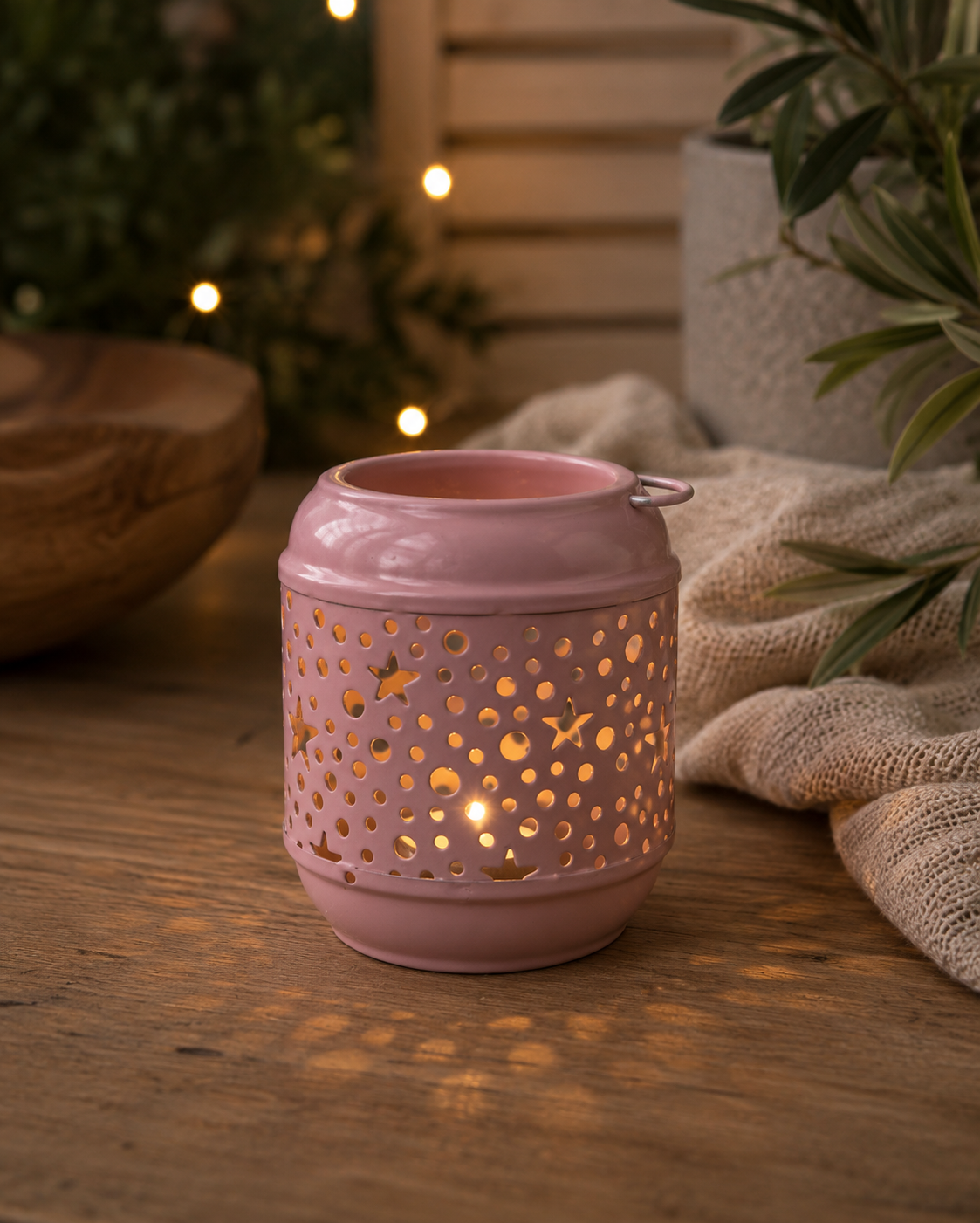 Lykta för värmeljus - Ljusrosa