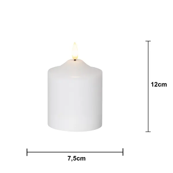 LED Blockljus Flamme Top Vit 7,5x12 cm