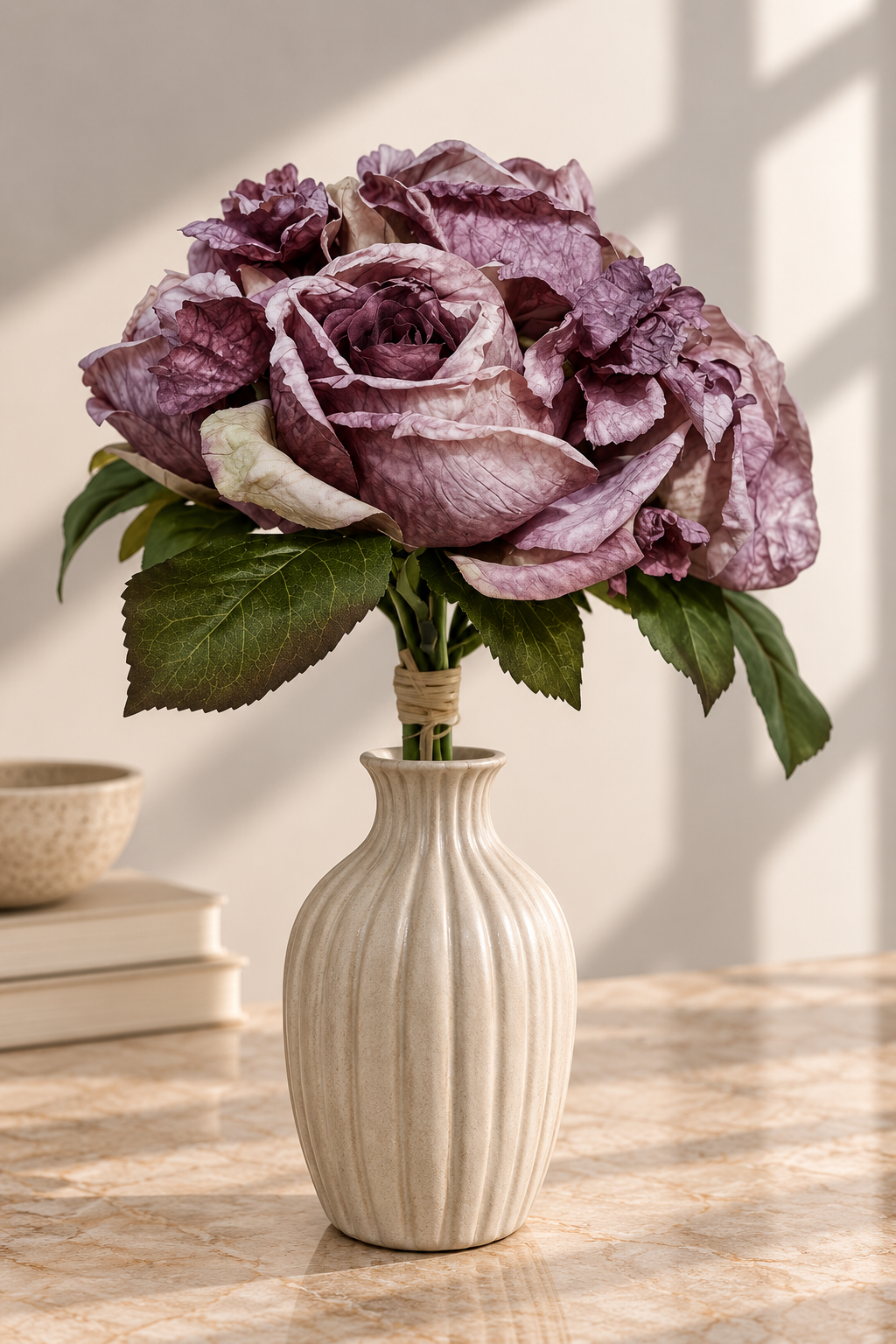 ROSE HYDRANGEA BUNDLE FADED ANTIQUE VIOLET