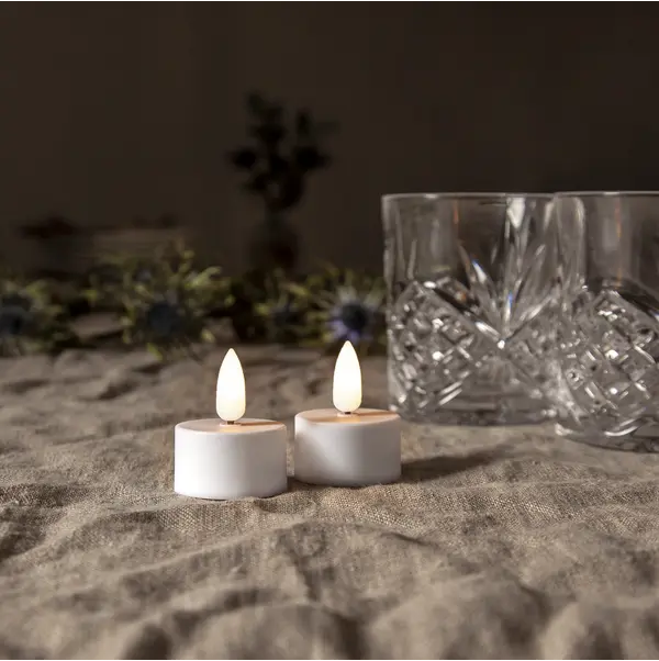 LED Värmeljus 2-pack Flamme Vit 3,8x5 cm