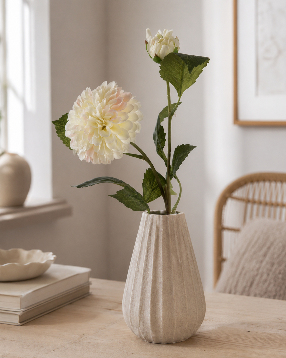 Dahlia pompon creme x2 61 cm