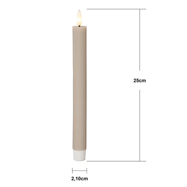 LED Antikljus 2-pack Flamme Stripe Beige 25 cm