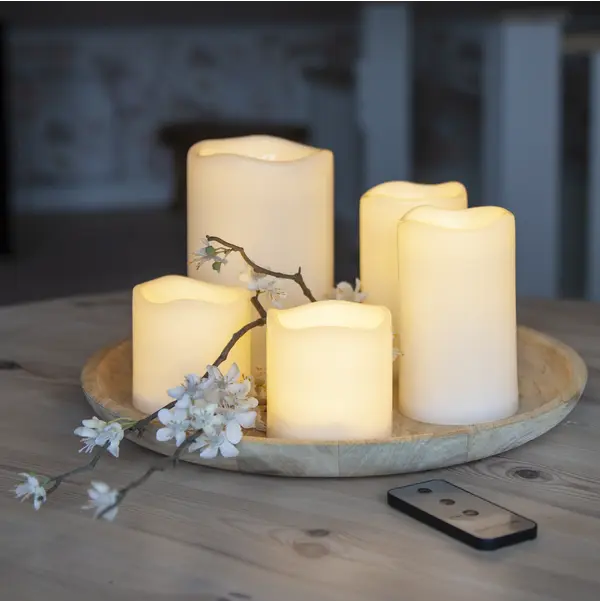 LED Blockljus Paul set of 5 Beige 10x15 cm