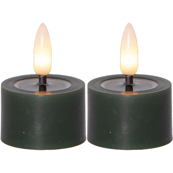 LED Värmeljus 2-pack Flamme Flow Grön 4x5 cm