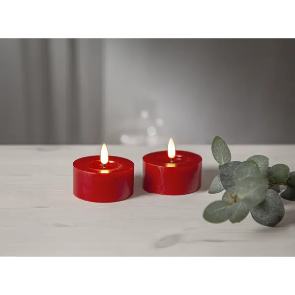 LED Värmeljus 2-pack Flamme Flow Röd 7x5,5 cm