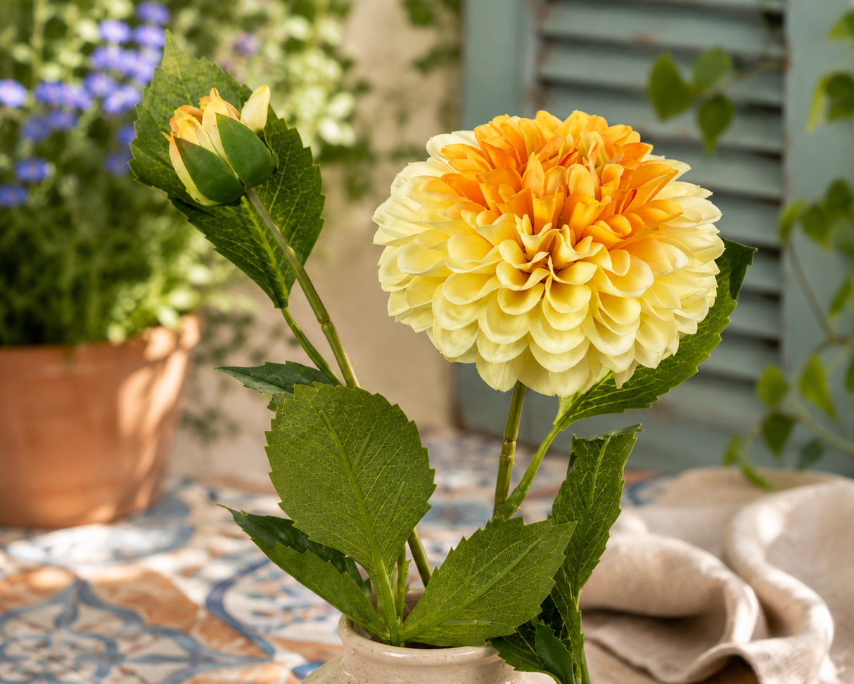 Dahlia pompon gul x2 61 cm