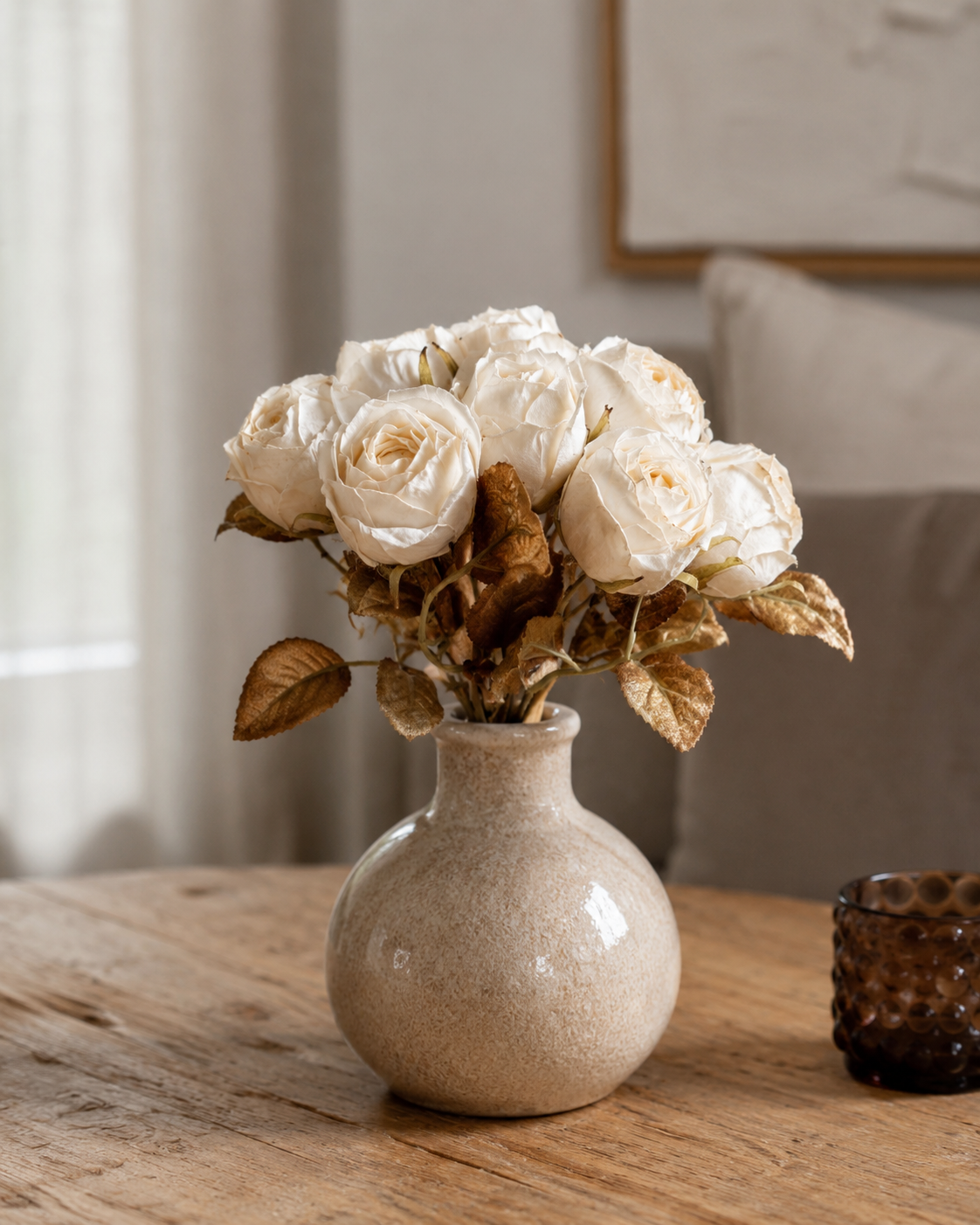 Rosa Dried Bundle creme x10 27 cm