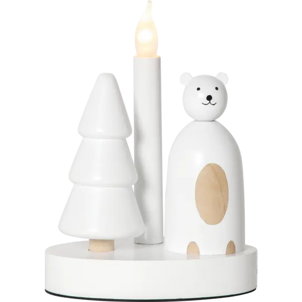 Ljusstake Christmas Joy Vit isbjörn 1L