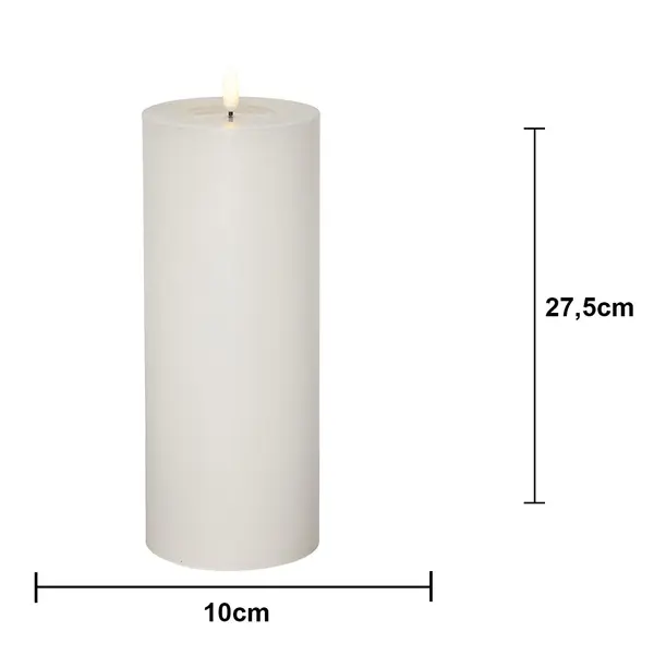 LED Blockljus Flamme Flow Big Vit 10x27,5 cm