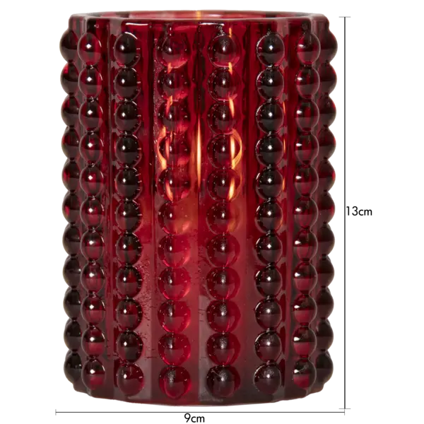 LED Ljus Flamme Dotty Röd glas 12,5 cm