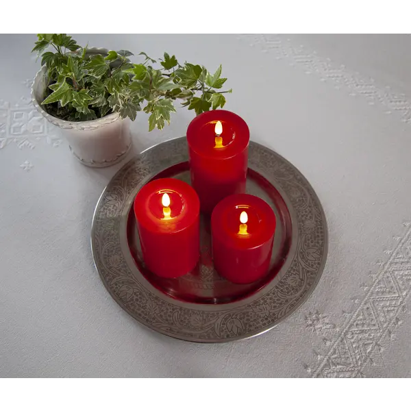 LED Blockljus Flamme Flow Röd 7,5x12,5 cm