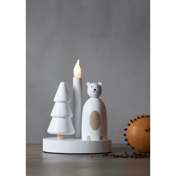 Ljusstake Christmas Joy Vit isbjörn 1L