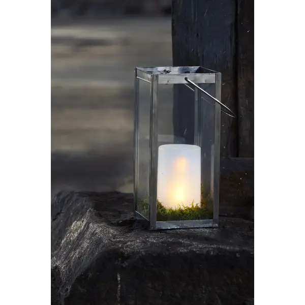 LED Blockljus Flame Candle Vit 9x14,5 cm