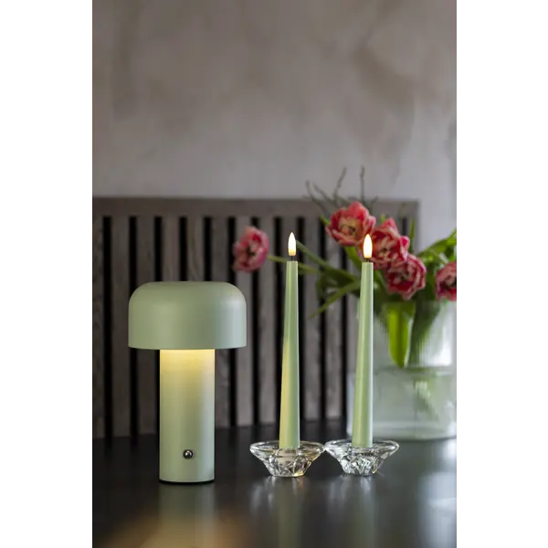 LED Antikljus 2-pack Flamme Candy Grön 26 cm