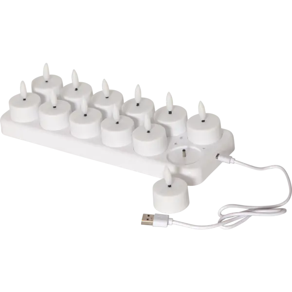 LED Värmeljus 12-pack Flamme Charge Vit 4x5 cm