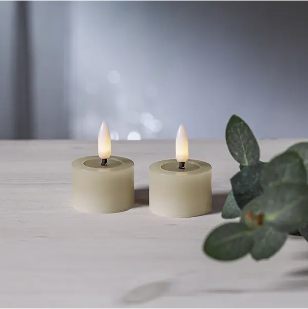 LED Värmeljus 2-pack Flamme Flow Beige 4x5 cm