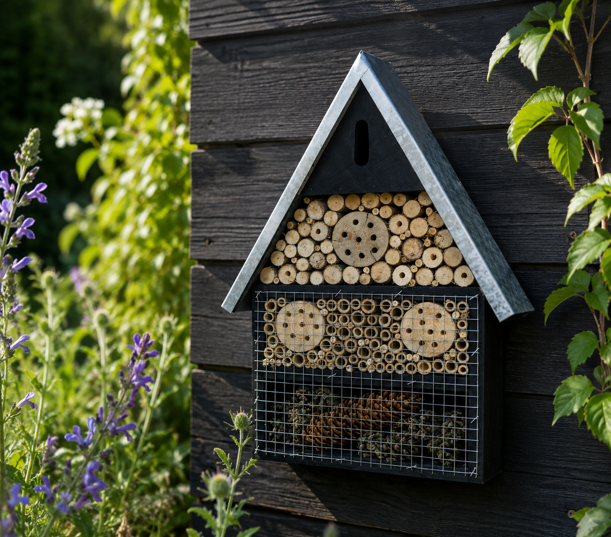 CARE-Bird Insektshotell A med Zinktak 50cm - Svart